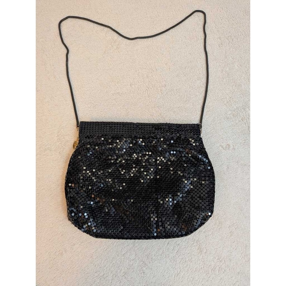 Vintage Black Mesh Sequin Shoulder‎ Bag Evening Clutch Sparkle Glamour